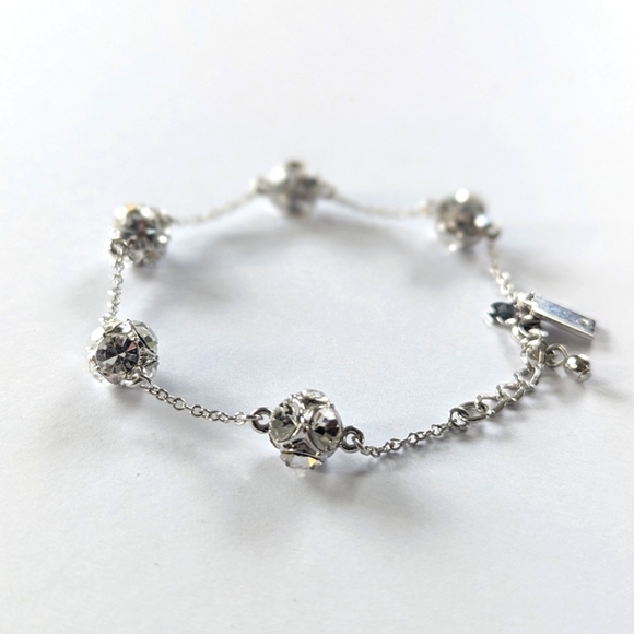 Kate Spade Silver, Clear Crystal Ball Cluster Lady Marmalade Chain Bracelet - Picture 1 of 9